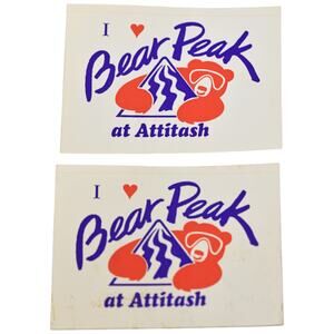 Attitash Bear Peak Mountain Ski Area 1980's Vinyl Sticker 3"x4" [Set of 2]